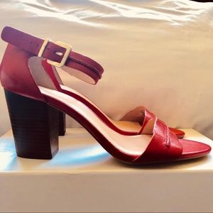 SOLE SOCIETY Ankle Strap Block Heel Coral Sandal